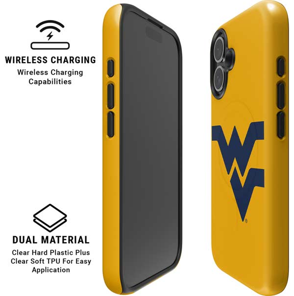 West Virginia University Yellow Background iPhone 16 Plus Magsafe Impact Case
