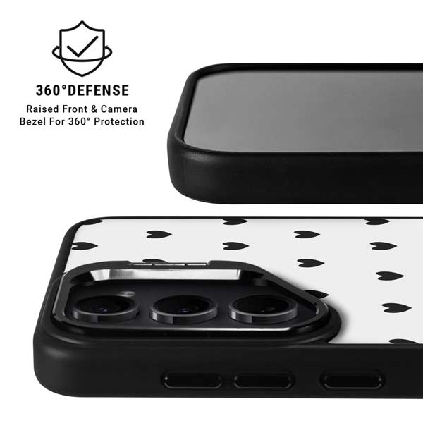 White and Black Hearts Galaxy S26 Kickstand Case