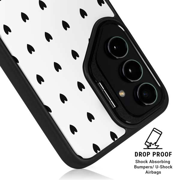 White and Black Hearts Galaxy S26 Kickstand Case