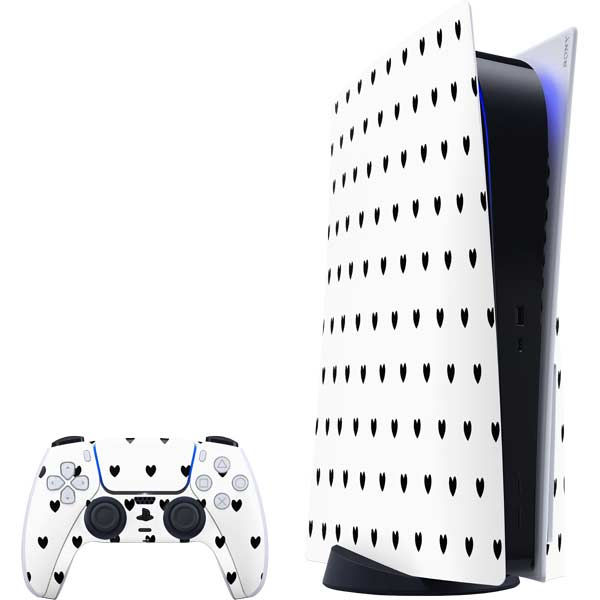 White and Black Hearts PlayStation PS5 Skins