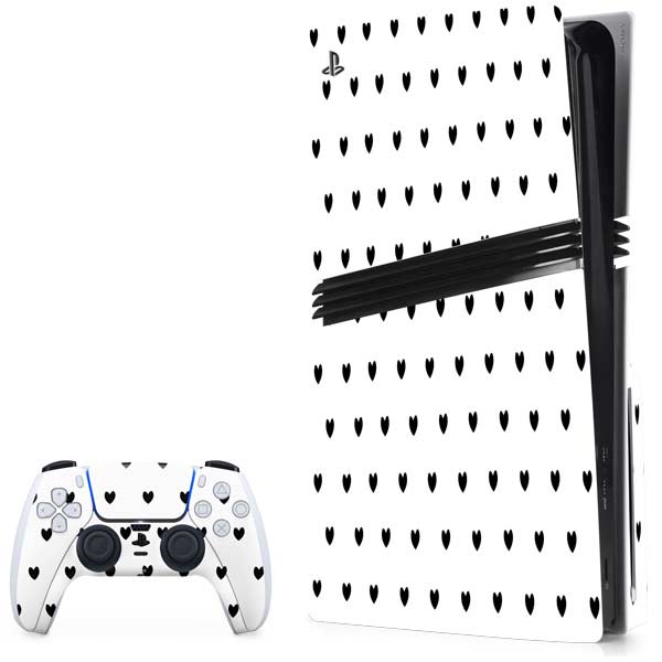 White and Black Hearts PlayStation PS5 Skins