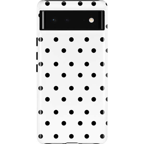 White and Black Polka Dots Pixel Cases