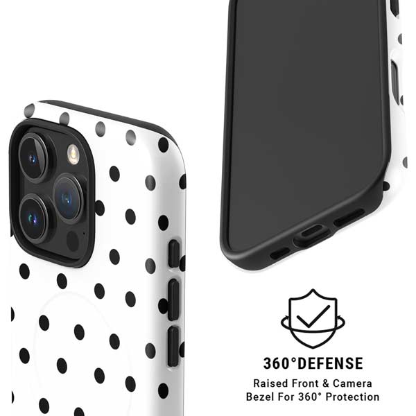 White and Black Polka Dots iPhone 16 Pro Magsafe Impact Case