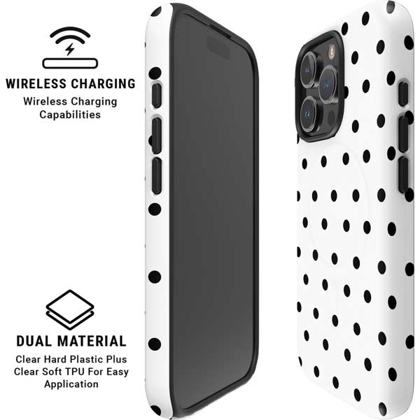 White and Black Polka Dots iPhone 16 Pro Magsafe Impact Case