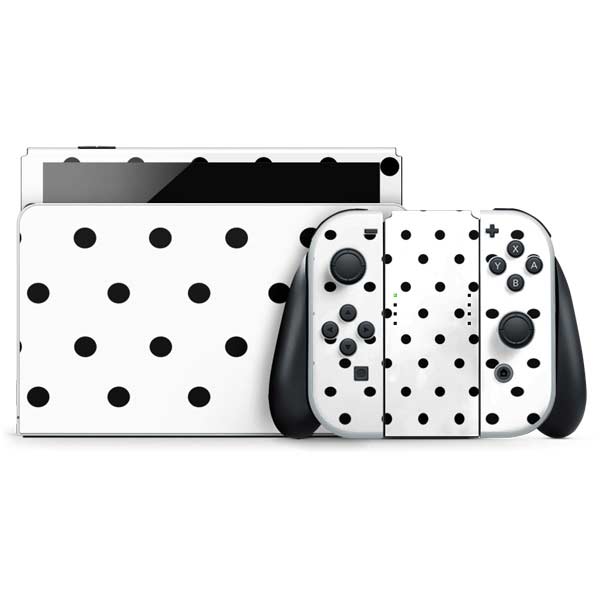 White and Black Polka Dots Nintendo Skins