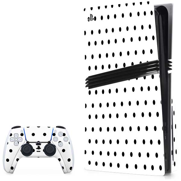 White and Black Polka Dots PlayStation PS5 Skins