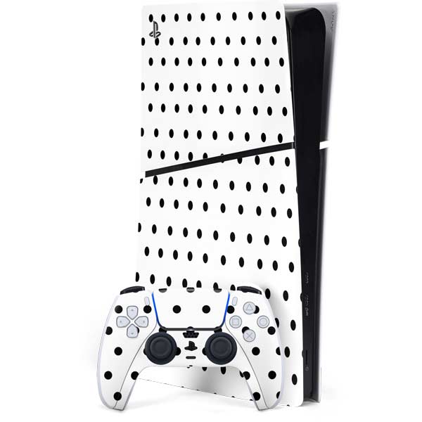 White and Black Polka Dots PlayStation PS5 Skins