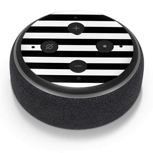 White and Black Stripes Amazon Echo Dot Skin