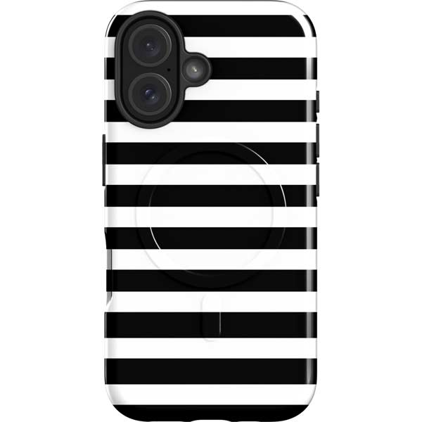 White and Black Stripes iPhone 16 Magsafe Impact Case
