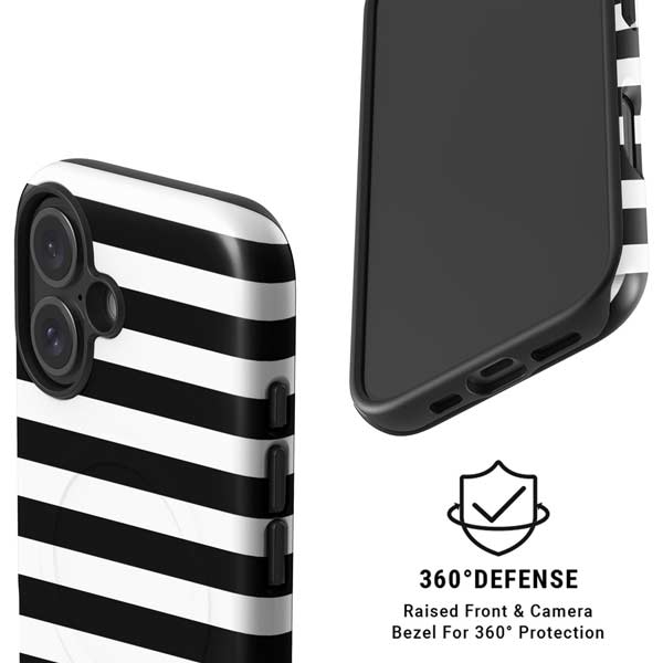 White and Black Stripes iPhone 16 Magsafe Impact Case