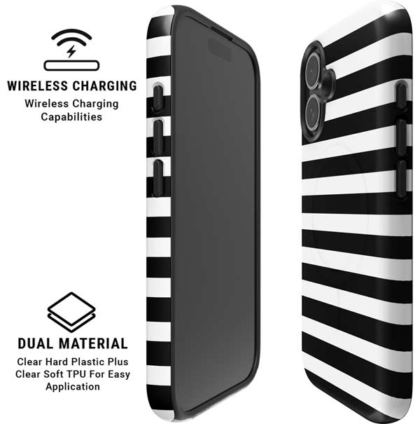 White and Black Stripes iPhone 16 Magsafe Impact Case