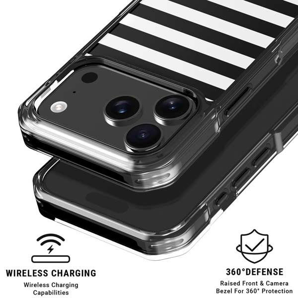 White and Black Stripes iPhone 17 Pro MagSafe Case