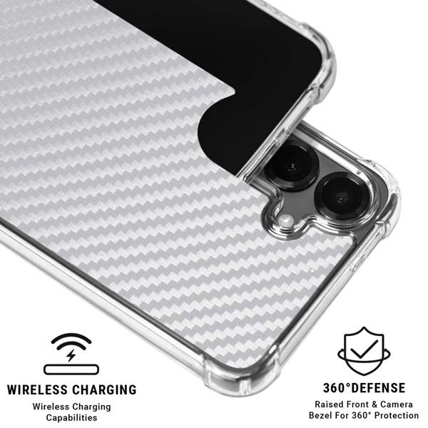 White Carbon Fiber Specialty Texture Material Galaxy S26 Clear Case