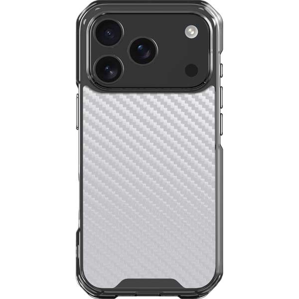 White Carbon Fiber Specialty Texture Material iPhone 17 Pro Clear Case