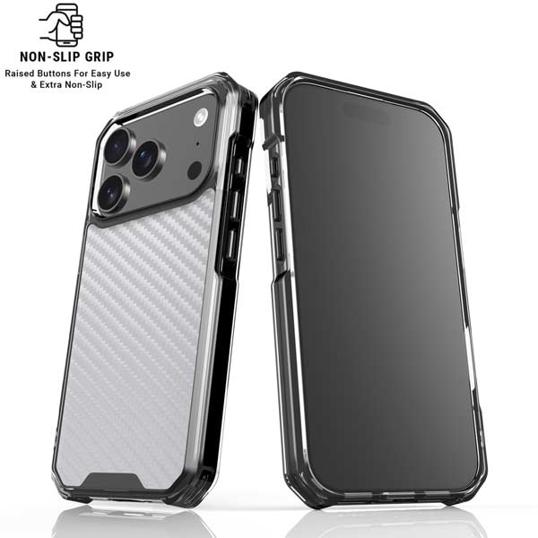 White Carbon Fiber Specialty Texture Material iPhone 17 Pro Clear Case