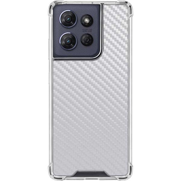 White Carbon Fiber Specialty Texture Material Moto G 5G (2025) Clear Case