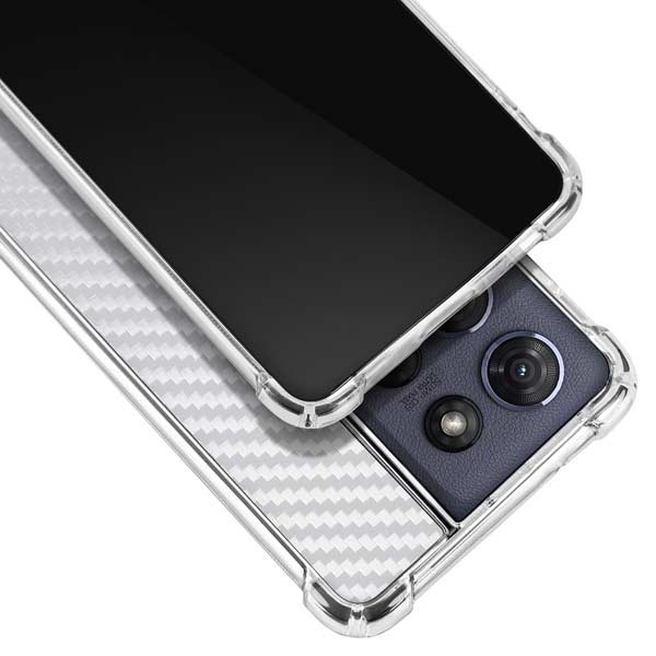 White Carbon Fiber Specialty Texture Material Moto G 5G (2025) Clear Case