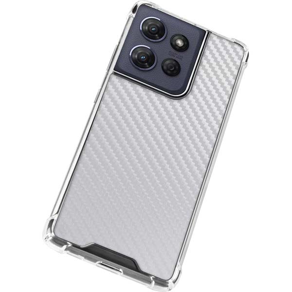 White Carbon Fiber Specialty Texture Material Moto G Play 5G (2025) Clear Case