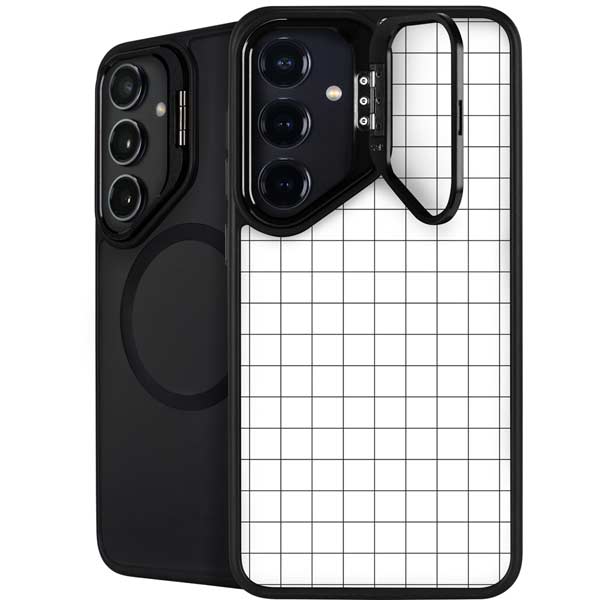 White Grid Galaxy S25 Plus Kickstand Case