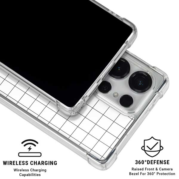 White Grid Galaxy S25 Ultra Clear Case