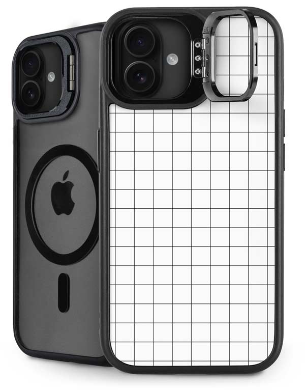 White Grid iPhone 16 Kickstand Case