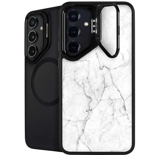 White Marble Galaxy S25 Plus Kickstand Case