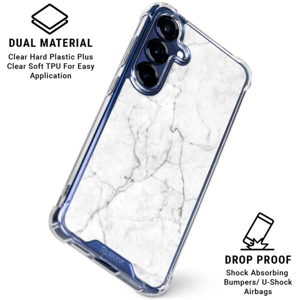 White Marble Galaxy S25 Plus Clear Case