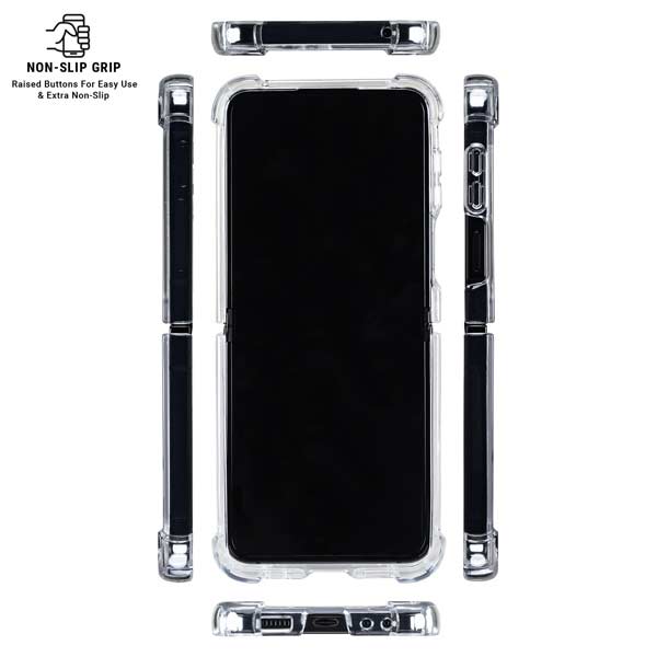 White Marble Galaxy Z Flip7 Clear Case