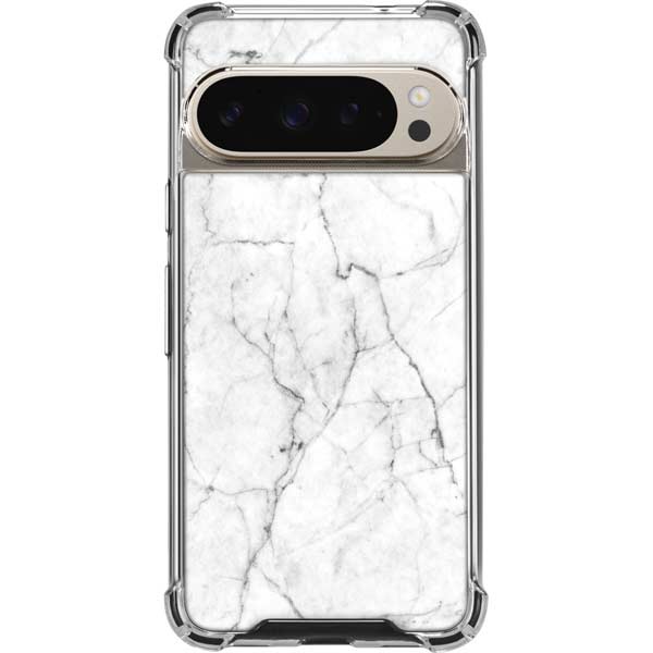 White Marble Pixel 9 Pro XL Clear Case