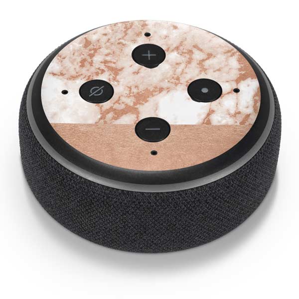 White Rose Gold Marble Amazon Echo Dot Skin