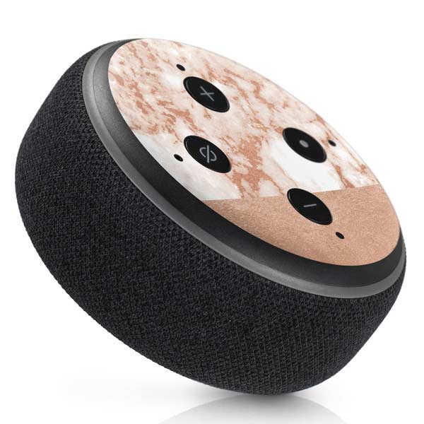 White Rose Gold Marble Amazon Echo Dot Skin