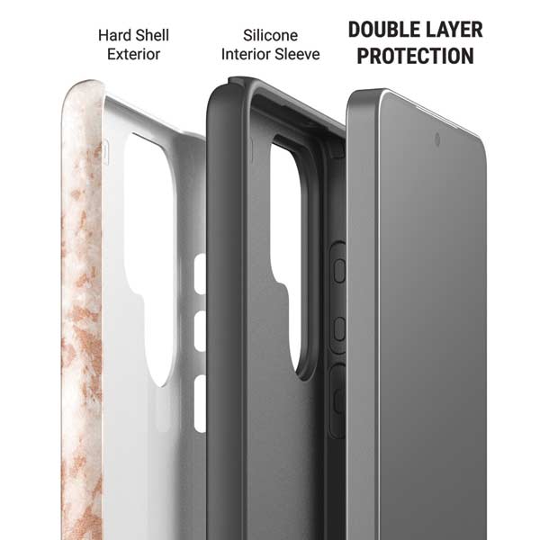 White Rose Gold Marble Galaxy S26 Ultra Impact Case