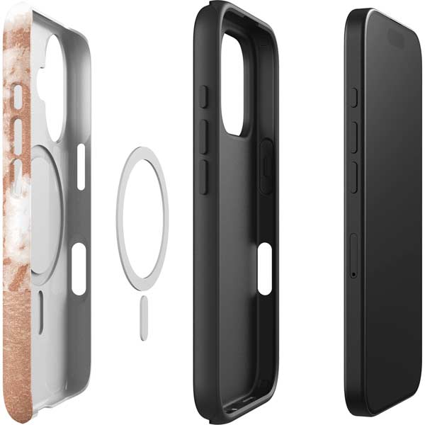 White Rose Gold Marble iPhone 16 Plus Magsafe Impact Case