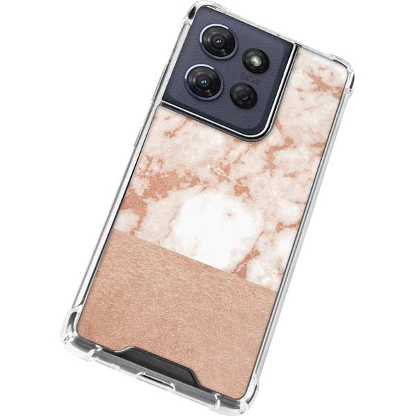 White Rose Gold Marble Moto G 5G (2025) Clear Case