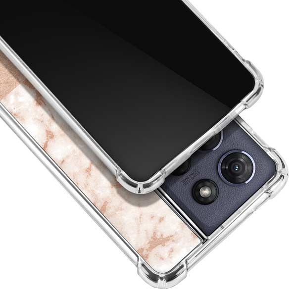 White Rose Gold Marble Moto G 5G (2025) Clear Case