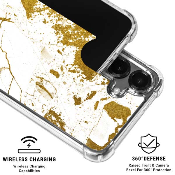 White Scattered Marble Galaxy S26 Clear Case