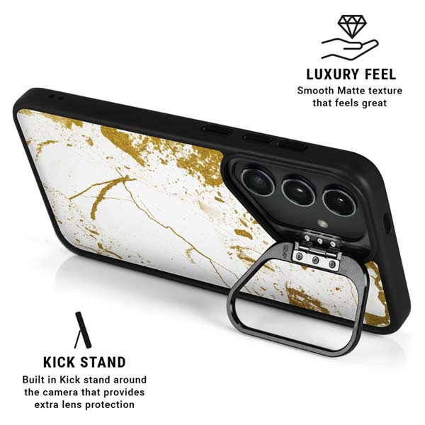 White Scattered Marble Galaxy S26 Plus Kickstand Case