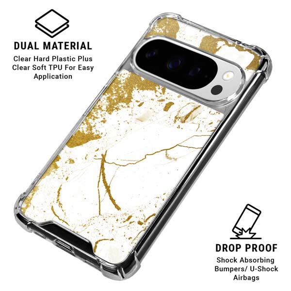 White Scattered Marble Google Pixel 10 Pro XL Clear Case