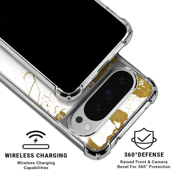 White Scattered Marble Google Pixel 10 Pro XL Clear Case