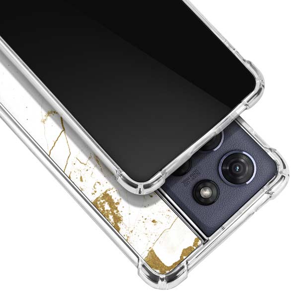 White Scattered Marble Moto G 5G (2025) Clear Case