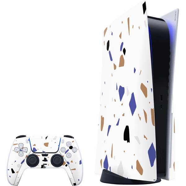 White Terrazzo PlayStation PS5 Skins