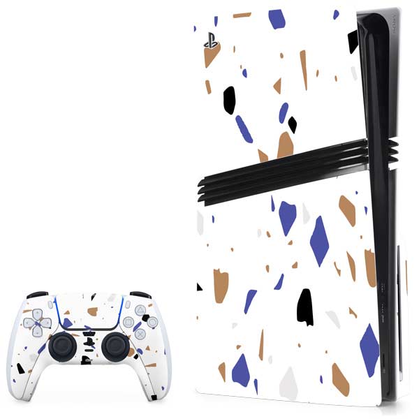 White Terrazzo PlayStation PS5 Skins
