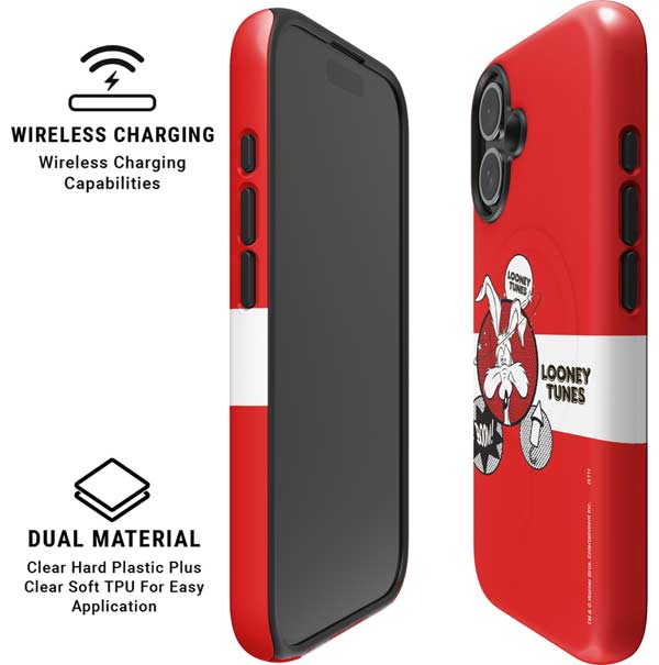 Looney Tunes Wile E Coyote Red Stripes iPhone 16 Magsafe Impact Case