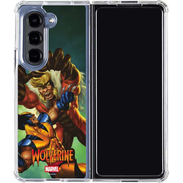 Marvel X-Men Wolverine Vs Sabretooth Galaxy Z Fold5 5G Clear Case