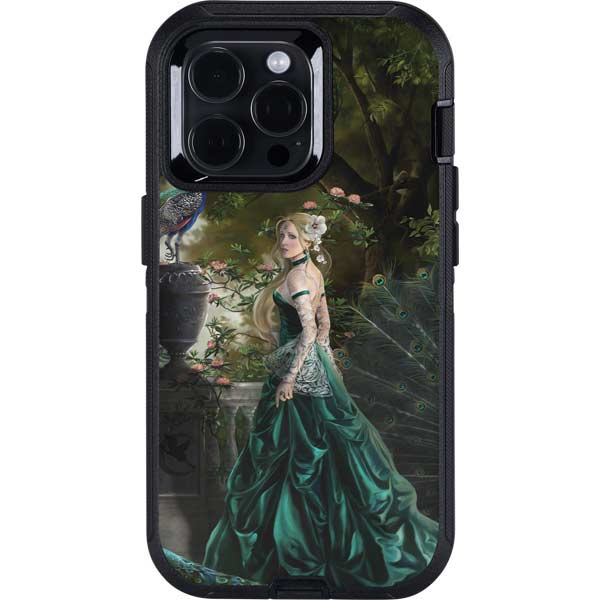 Woman with Peacocks by Nene Thomas Otterbox Defender iPhone Skin