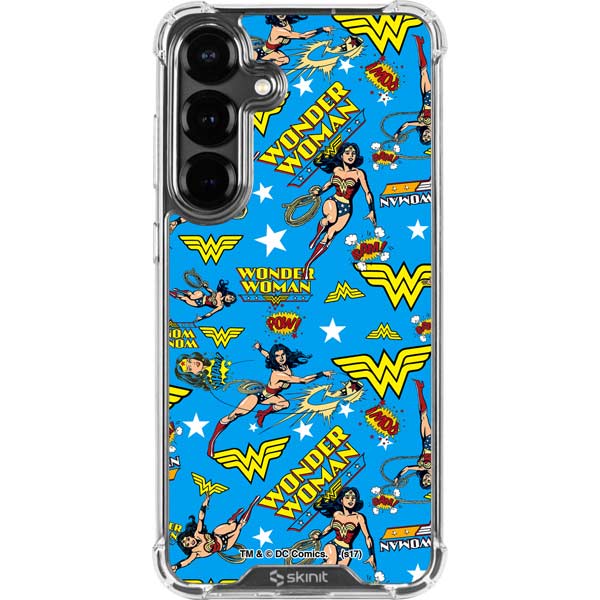 DC Comics Wonder Woman Action pose pattern Galaxy S26 Plus Clear Case