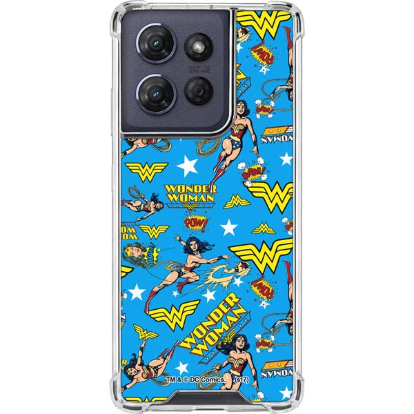 DC Comics Wonder Woman Action pose pattern Moto G Play 5G (2025) Clear Case