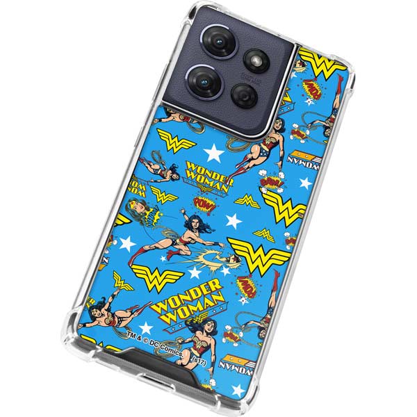 DC Comics Wonder Woman Action pose pattern Moto G Play 5G (2025) Clear Case