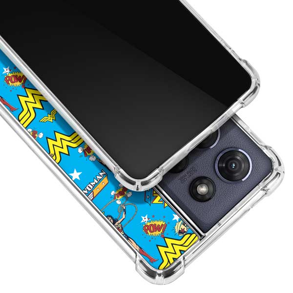 DC Comics Wonder Woman Action pose pattern Moto G Play 5G (2025) Clear Case