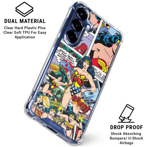 DC Comics Wonder Woman Comic Blast Galaxy S25 Plus Clear Case